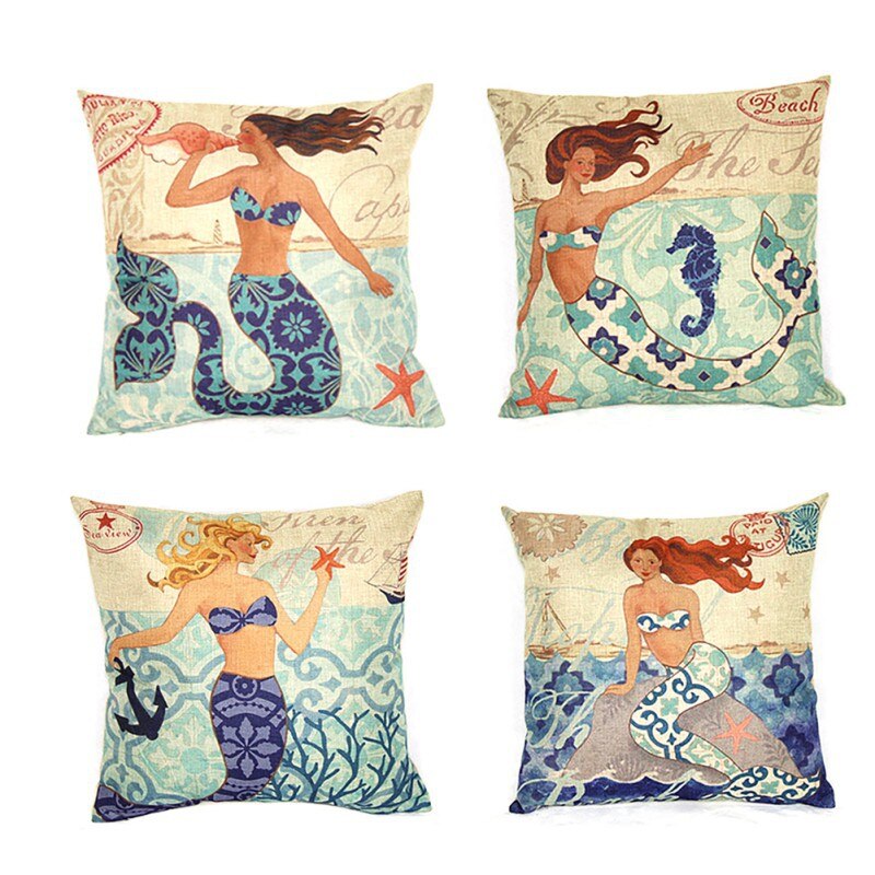 Mermaid Cushion Decorative Home Decor Sofa Chair Throw Pillows Decorate  Pillow Cushions45x 45cm cuscini decorativi almohadones